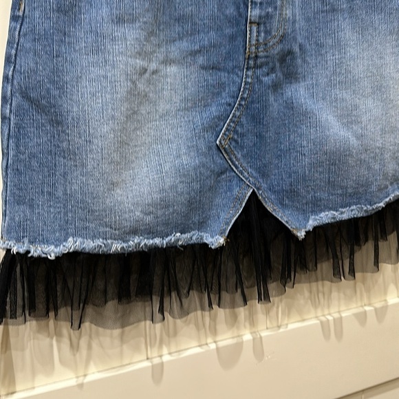 Chelsea & Violet denim skirt with black lace at the bottom. - Picture 2 of 4